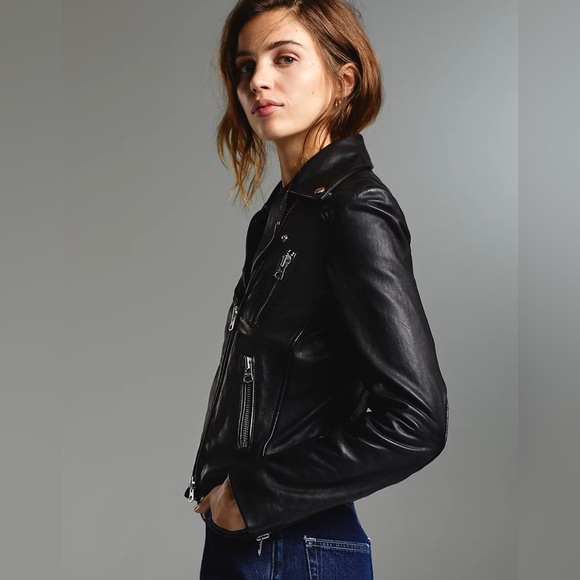 Wilfred Free Biker Real Leather Jacket Size XXS - Picture 10 of 11